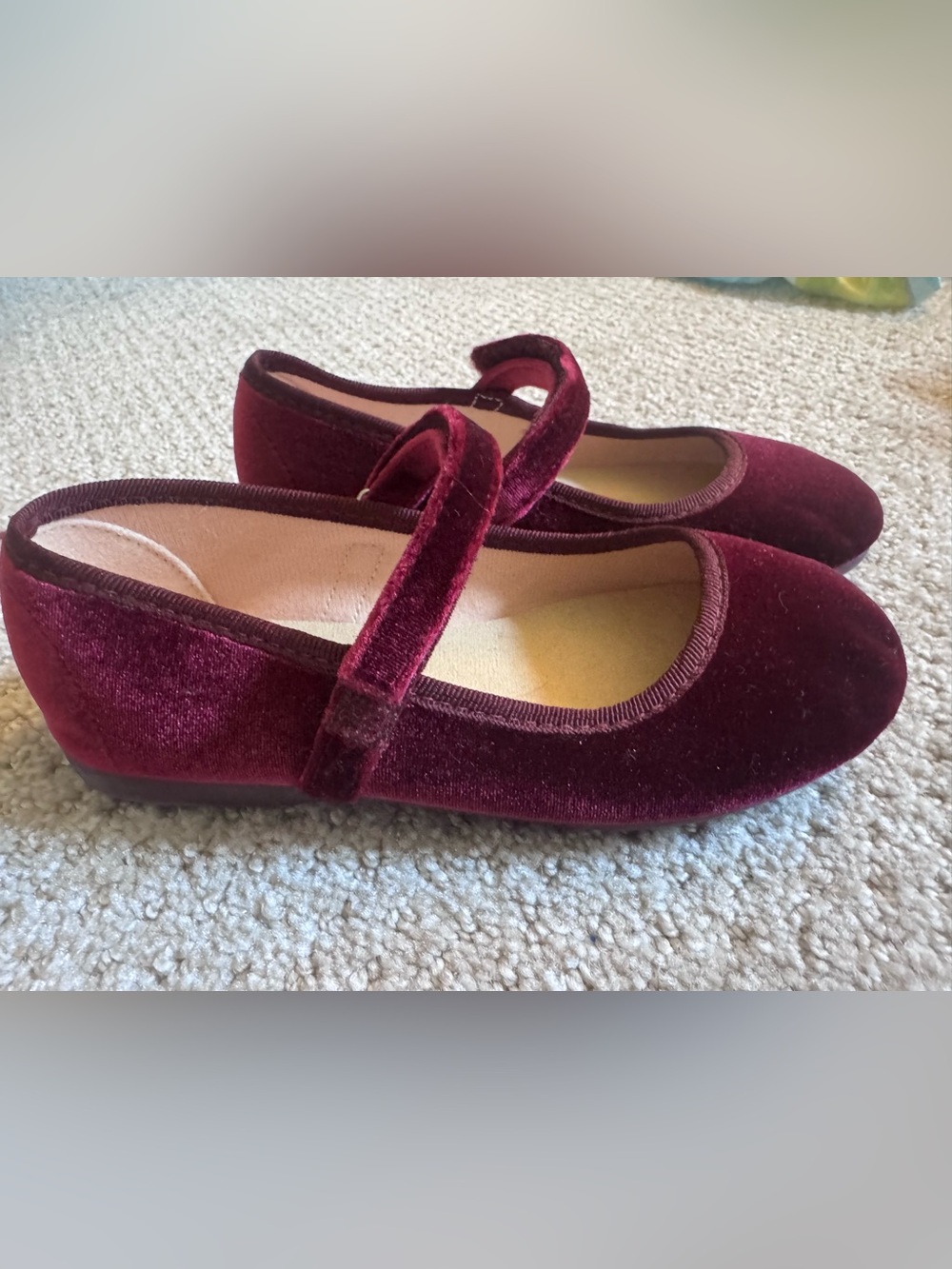 Girls Velvet Mary Jane Dress Shoes in Wine